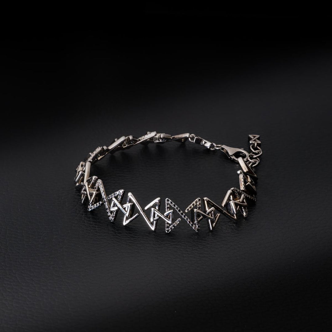 Infinity Bracelet in Rhodium Silver with Black Diamonds