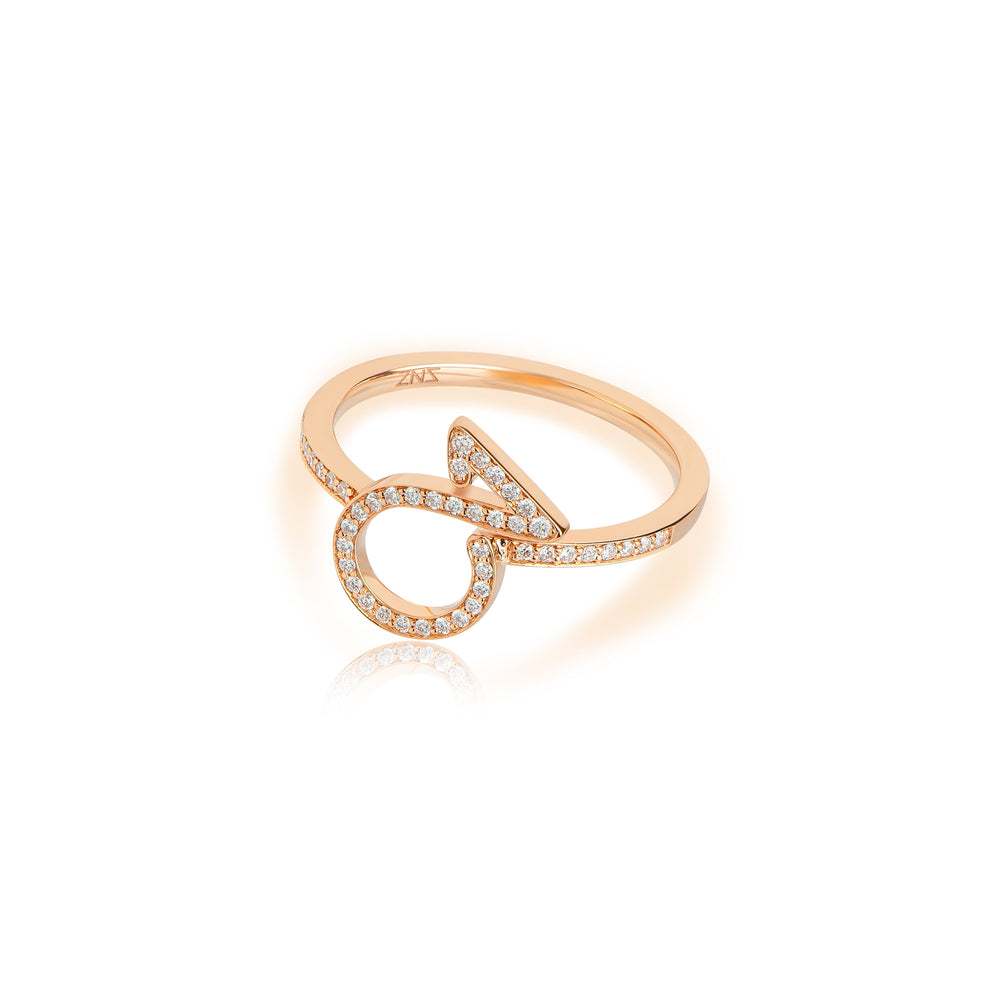 Ring In 18K Rose Gold With Diamonds - ZNS Jewellery